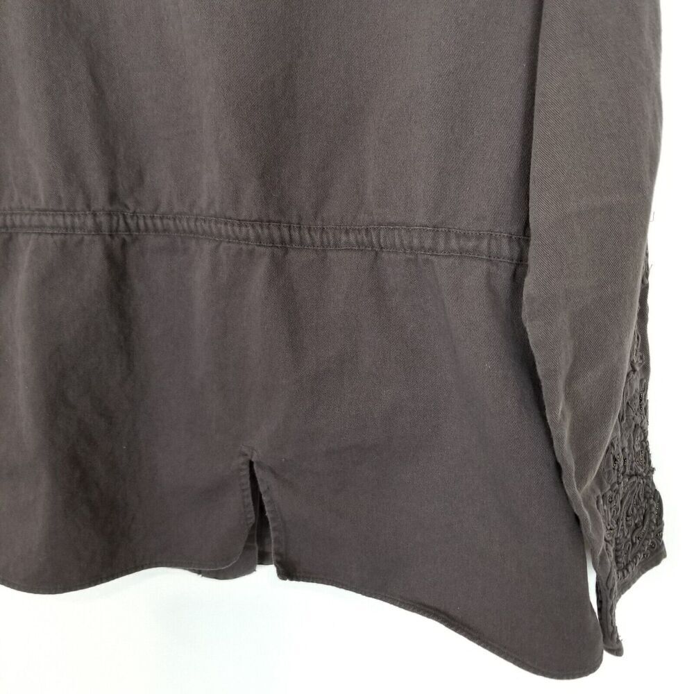Love Sam Anthropologie Beaded Embroidered Jacket Sz S Brown Ribbon Cotton Boho - Picture 6 of 9